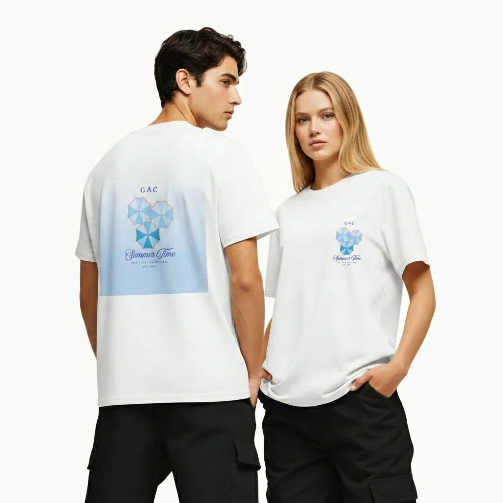 Summer Time Organic Ribbed Neck T-Shirt