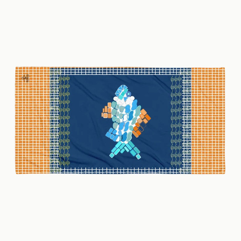 Mosaic Fish Beach Towel in Blue — GAC Summer