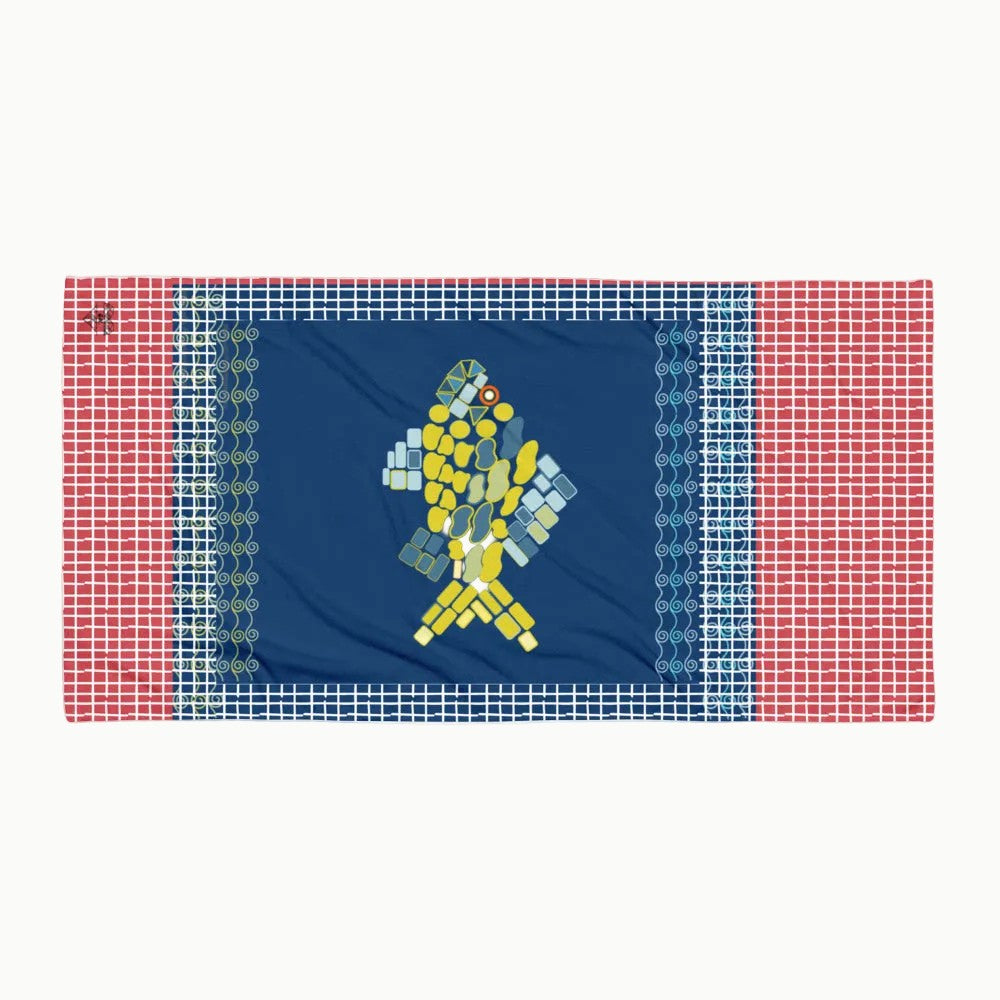 Mosaic Fish Beach Towel in Red — GAC Summer