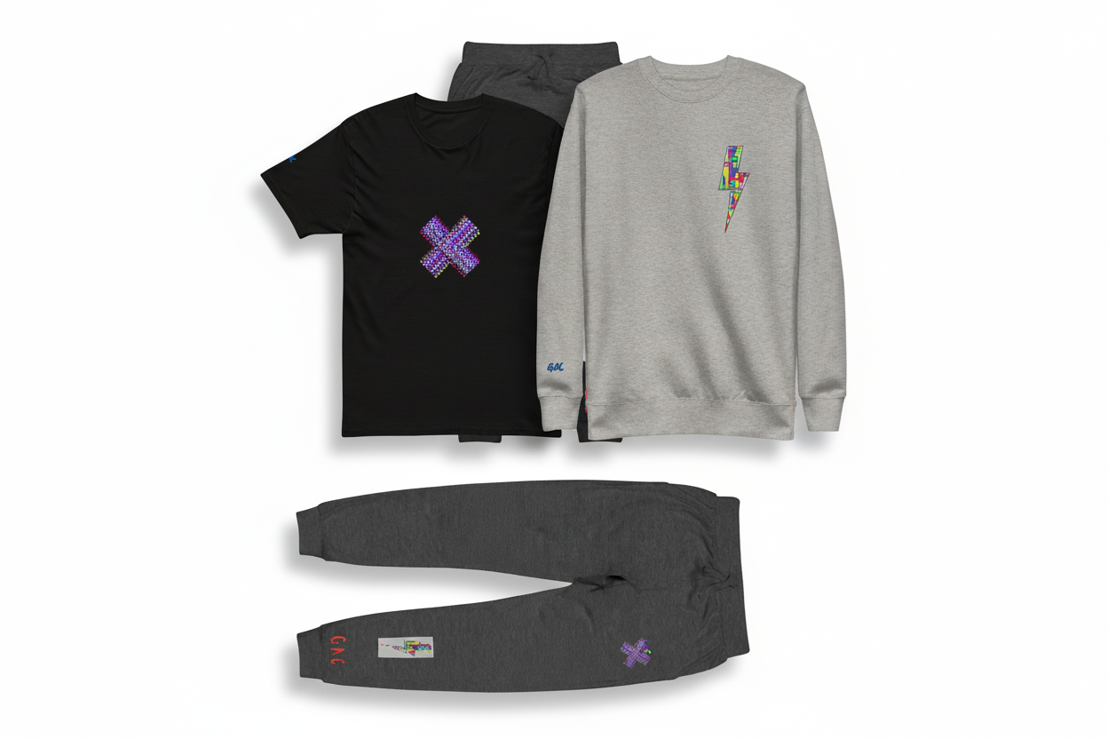 GAC Streetwear Products on White Background